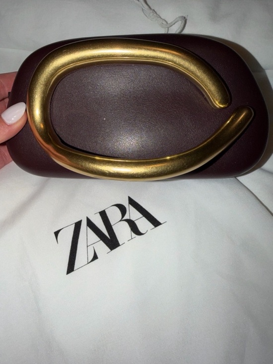 Zara Handbags - Zara NWT Brown Leather box bag Clutch with Gold Hardware